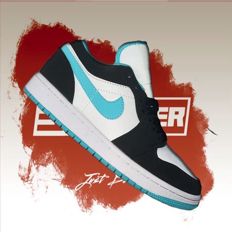 [B] Giày JD1 Low Island Green, JD1 Thấp Trắng Đen Móc Xanh Ngọc -  giày thể thao chất lượng