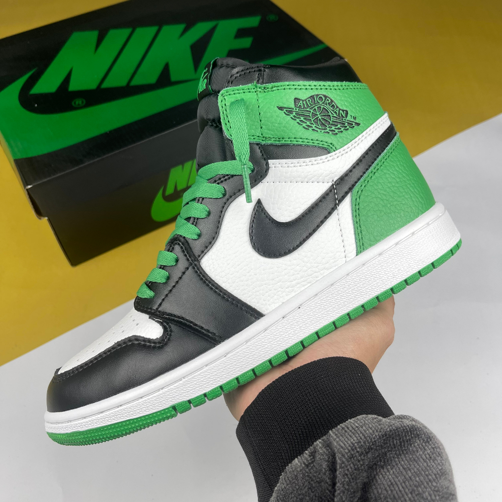 Giày Nike Air Jordan 1 Retro High OG GS Lucky Green, JD1 Cao Xanh Lá Đen
