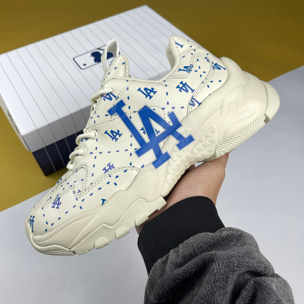 Giày MLB Big Ball Chunky Saffiano Diamond Monogram LA Dodgers, MLB Saffiano LA Xanh [S]