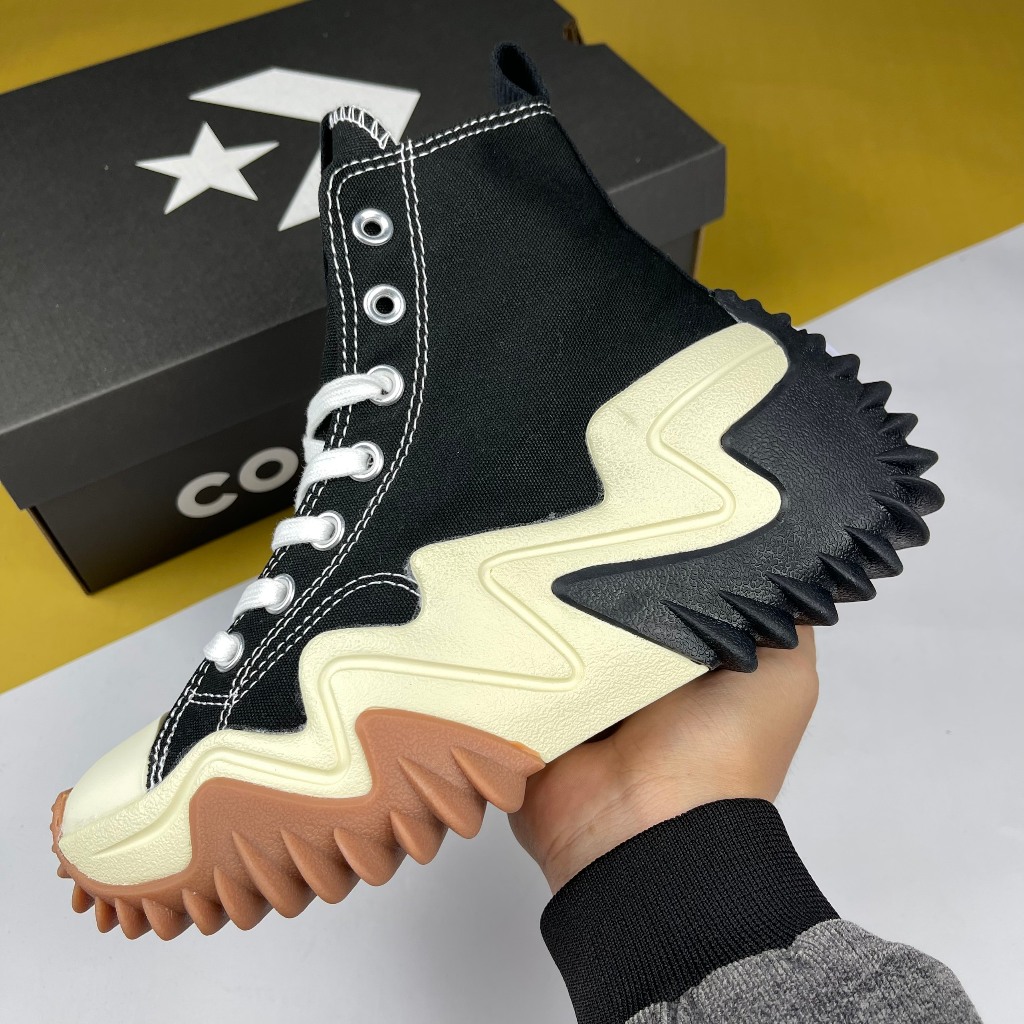 Giày Converse Run Star Motion Black Gum Black Cổ Cao Đen Đế Gai [S]