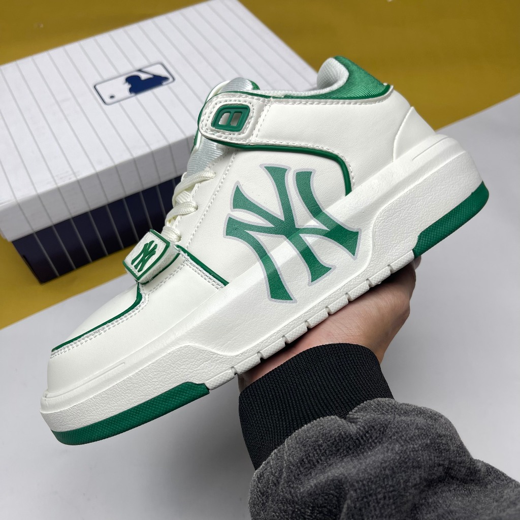 Giày MLB Chunky Liner Mid NY Green, MLB Liner Mid NY Trắng Xanh Lá [S]