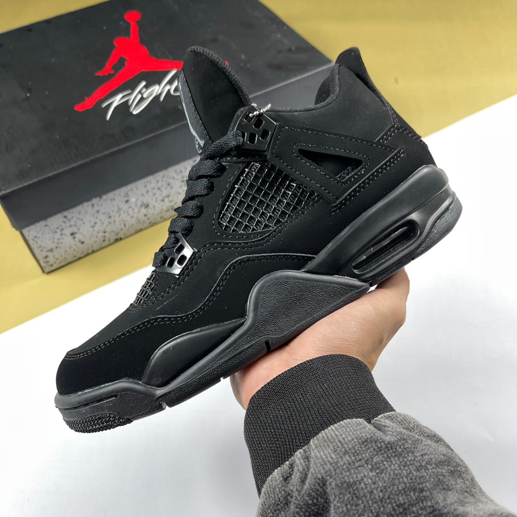 Giày Nike Air Jordan 4 Retro Black Cat, JD4 Đen Full