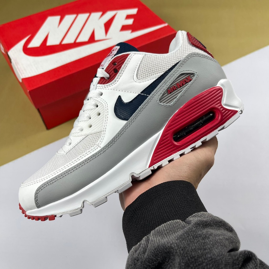Giày Nike Air Max 90 USA White Red, Air Max 90 Trắng Đỏ [S]