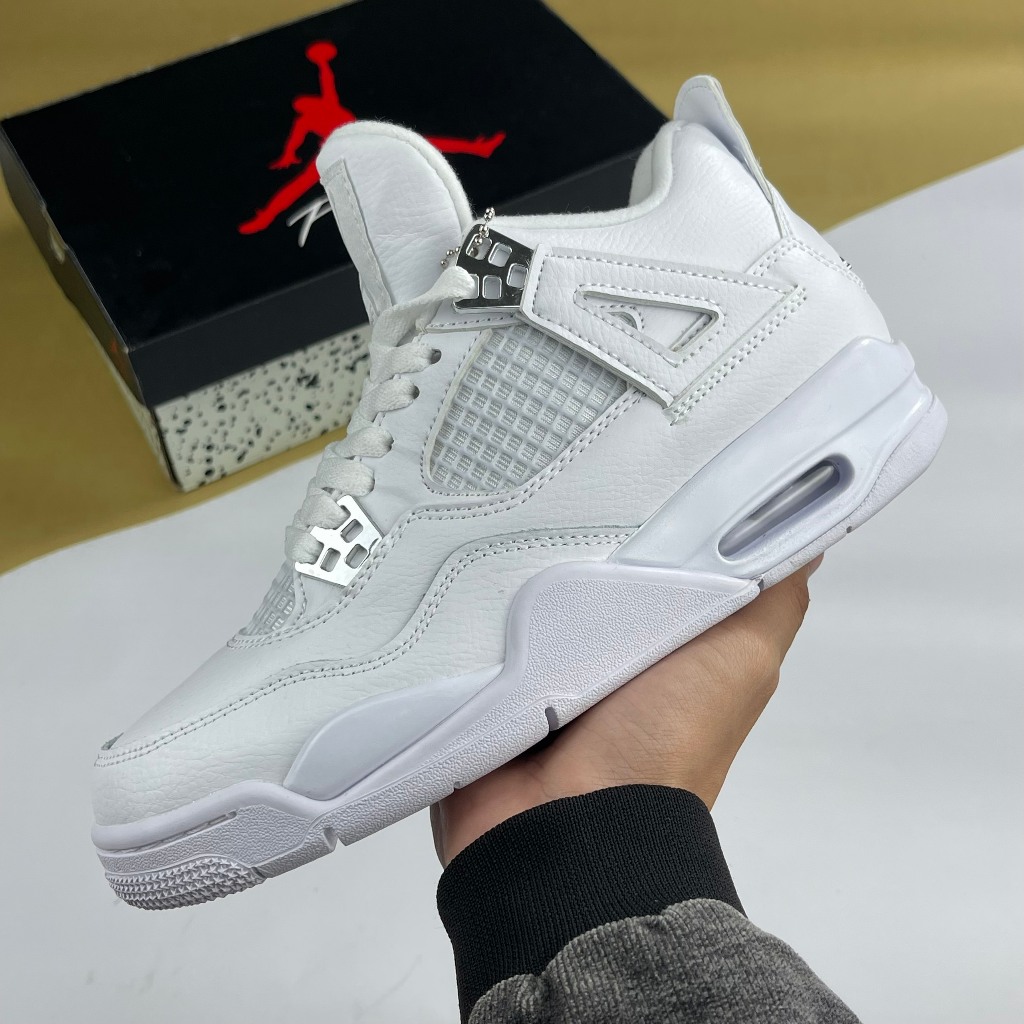 Giày Nike Air Jordan 4 Pure Money All White, JD4 Full Trắng