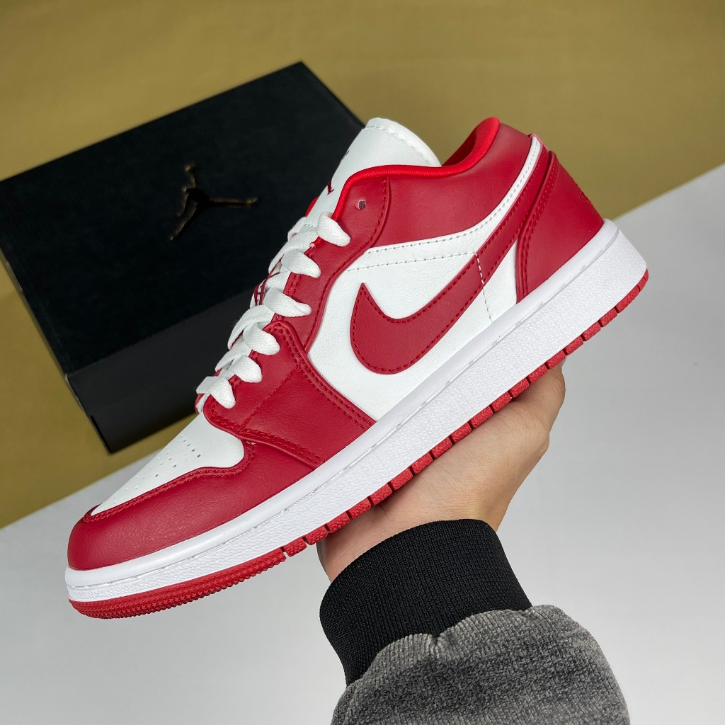 Giày Nike Air Jordan 1 Low Gym Red White, JD1 Thấp Đỏ Trắng
