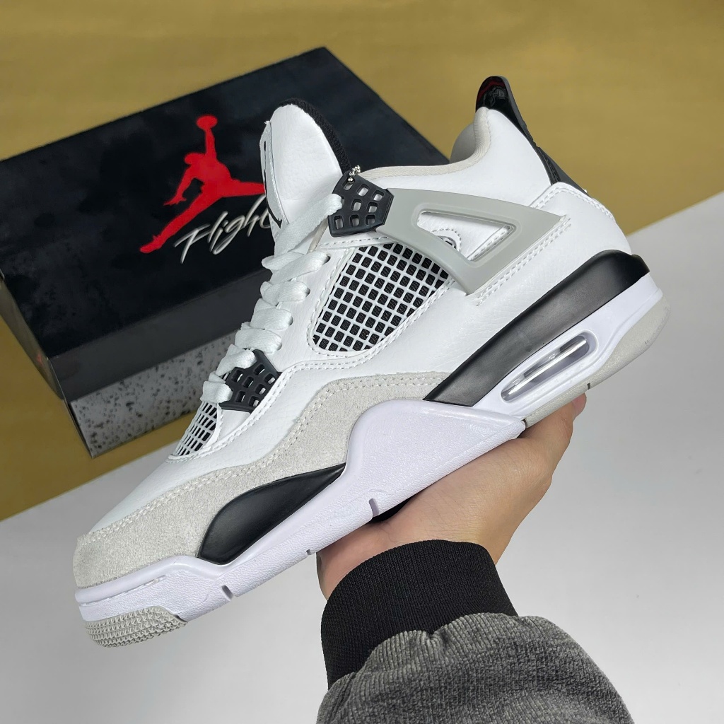 Giày Nike Air Jordan 4 Military Black White, JD4 Trắng Đen