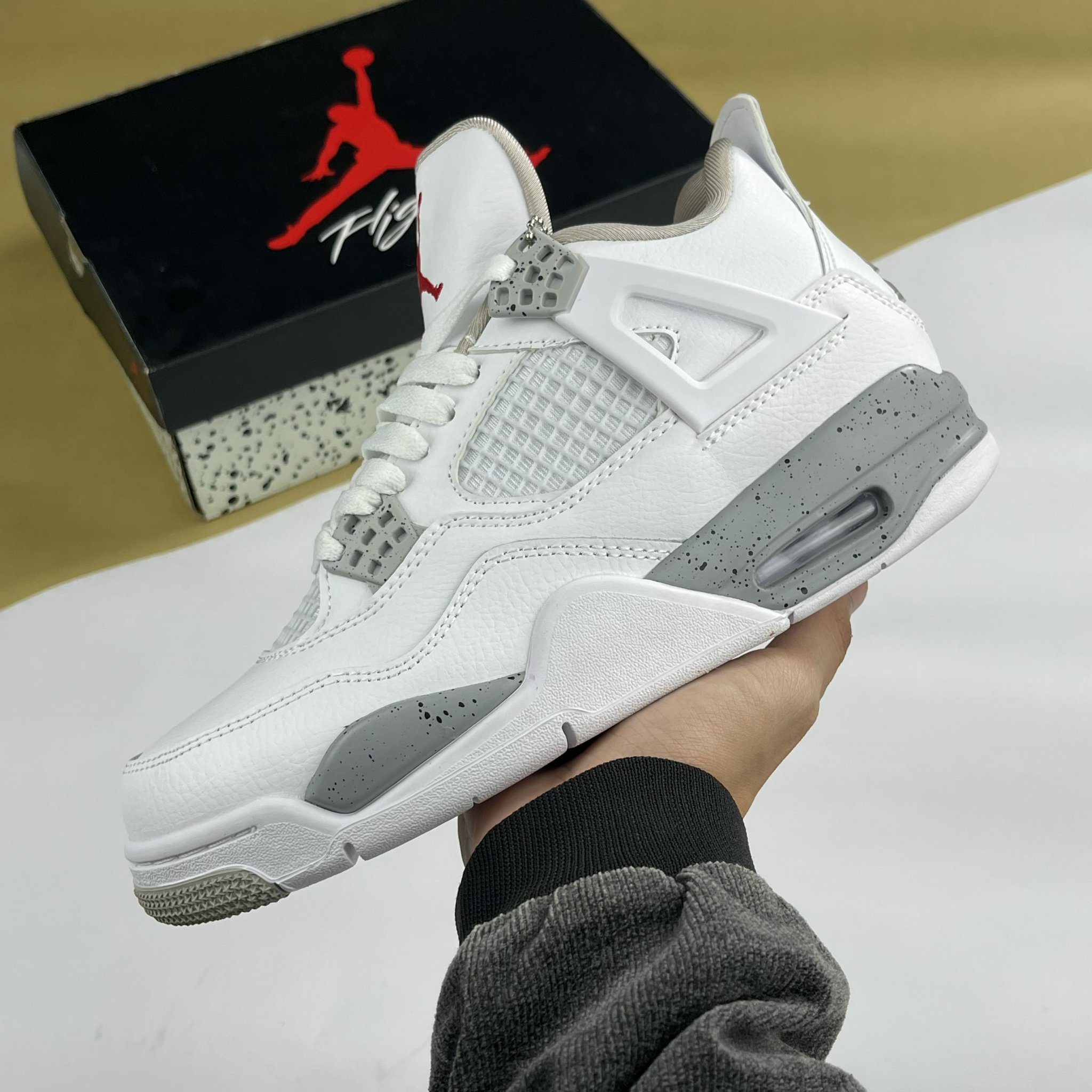 Giày Nike Air Jordan 4 Retro White Oreo, JD4 Trắng Logo Đỏ - Nike giày thể thao chất lượng