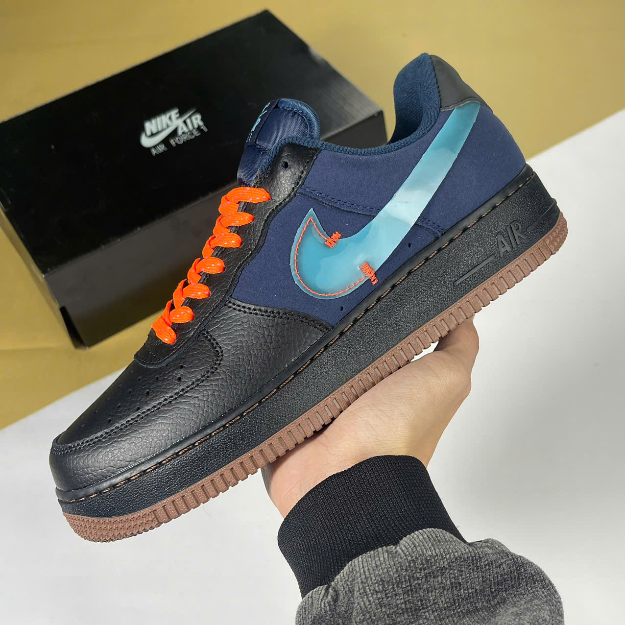 Giày Nike Air Force 1 10 Burgundy Cellestine Blue Đen Xanh Navy [S]