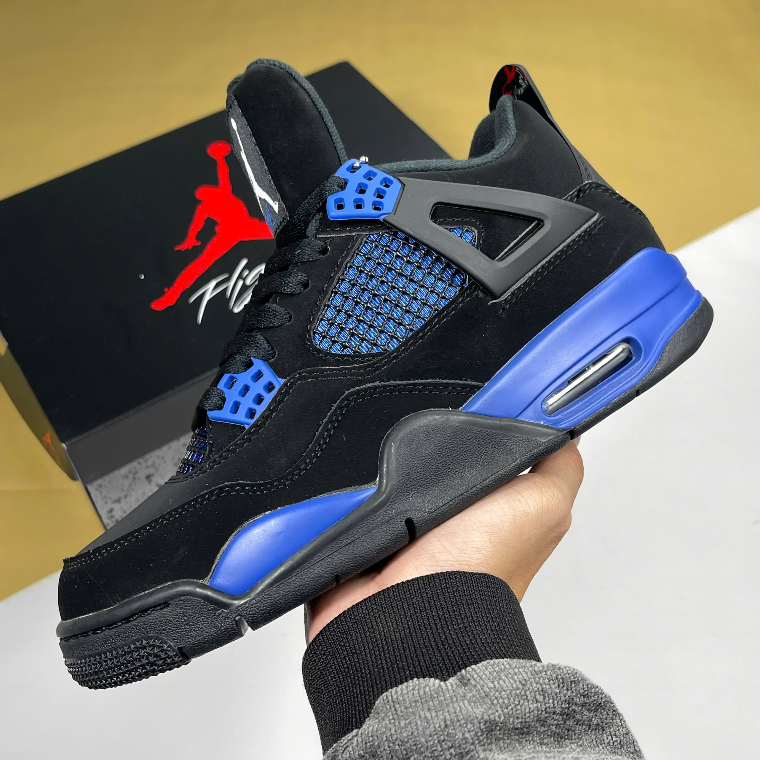 Giày Nike Air Jordan 4  Blue Thunder Đen Xanh - Nike giày thể thao chất lượng