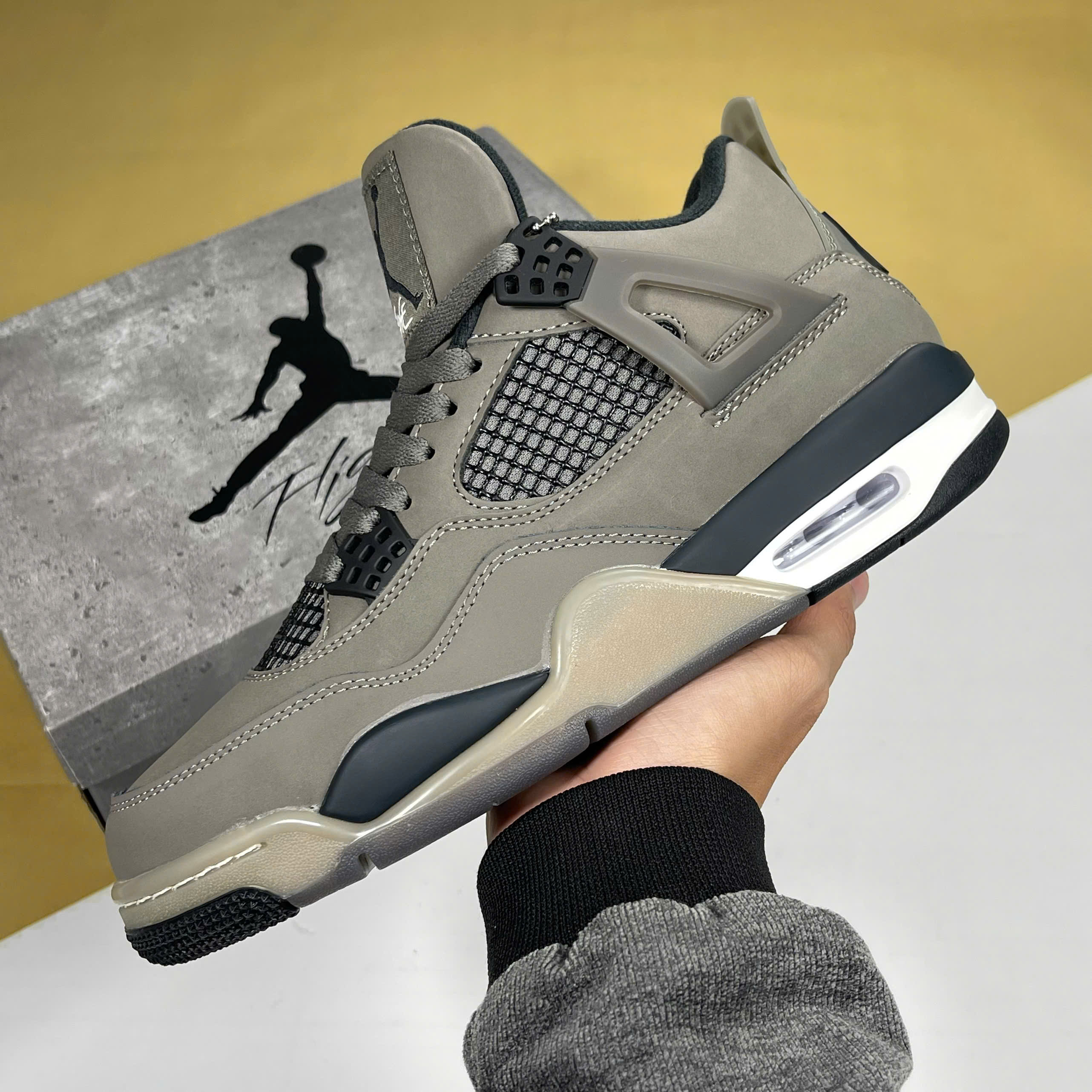 Giày Nike Air Jordan 4  Brick By Brick Stone Gạch Xám