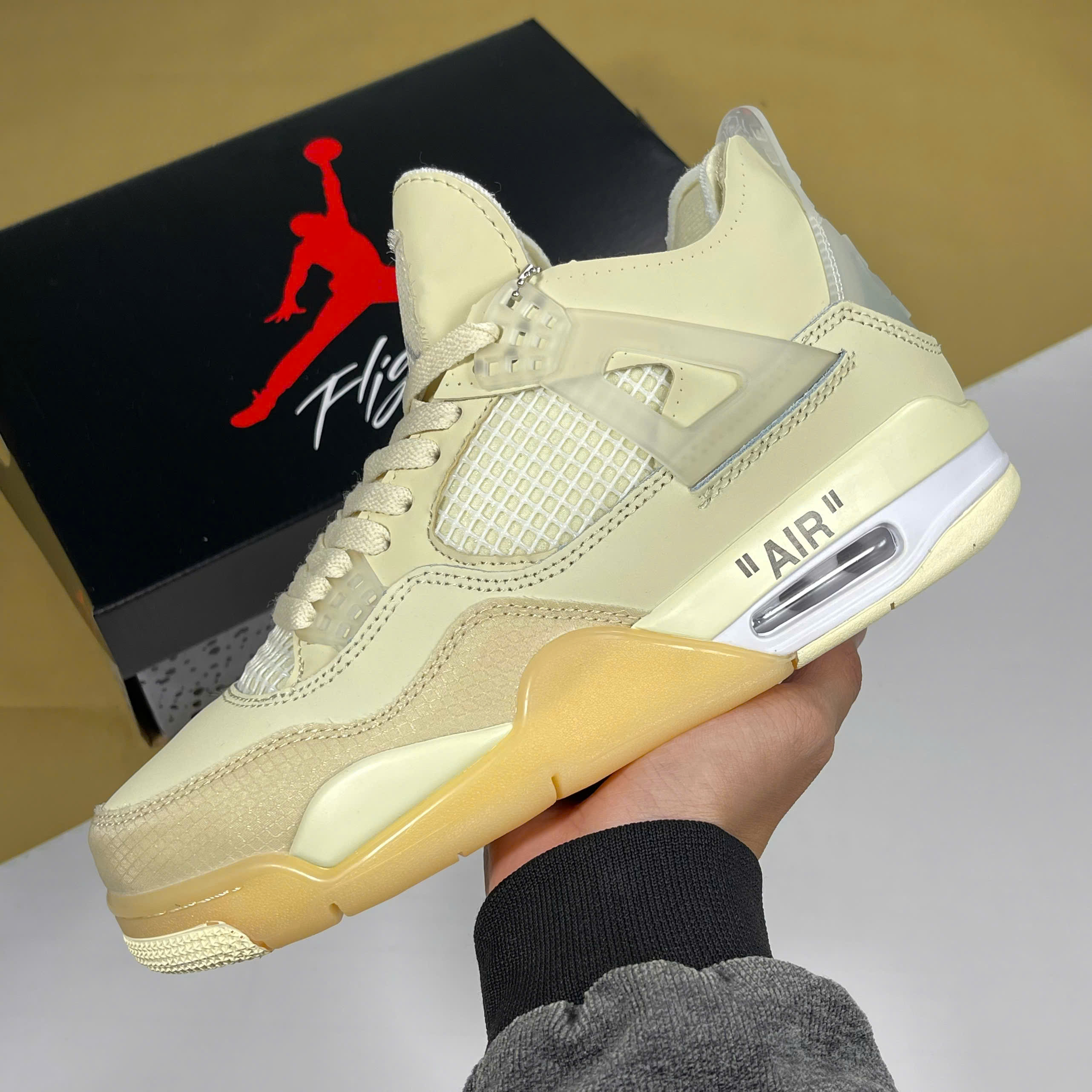 Giày Nike Air Jordan 4 Off White Kem Trắng