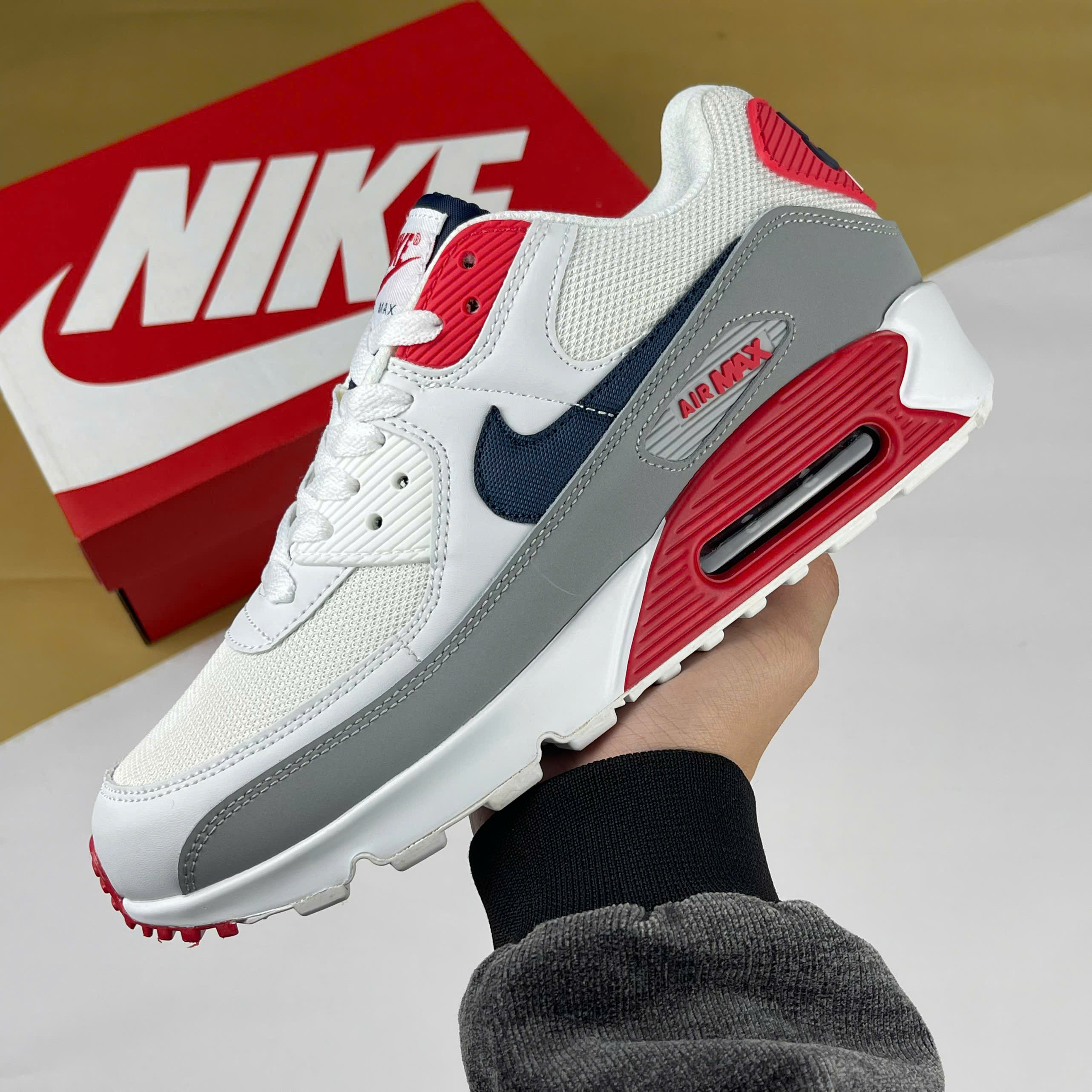 Giày Nike Air Max 90 USA White Red, Air Max 90 Trắng Đỏ - Nike ảnh 9 giày thể thao chất lượng