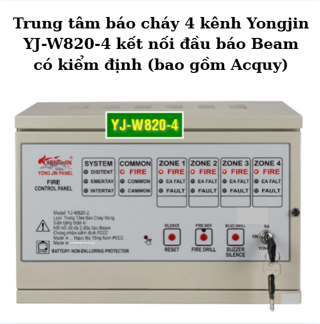Trung tâm báo cháy 4 kênh Yongjin YJ-W820-4 kết nối đầu báo Beam