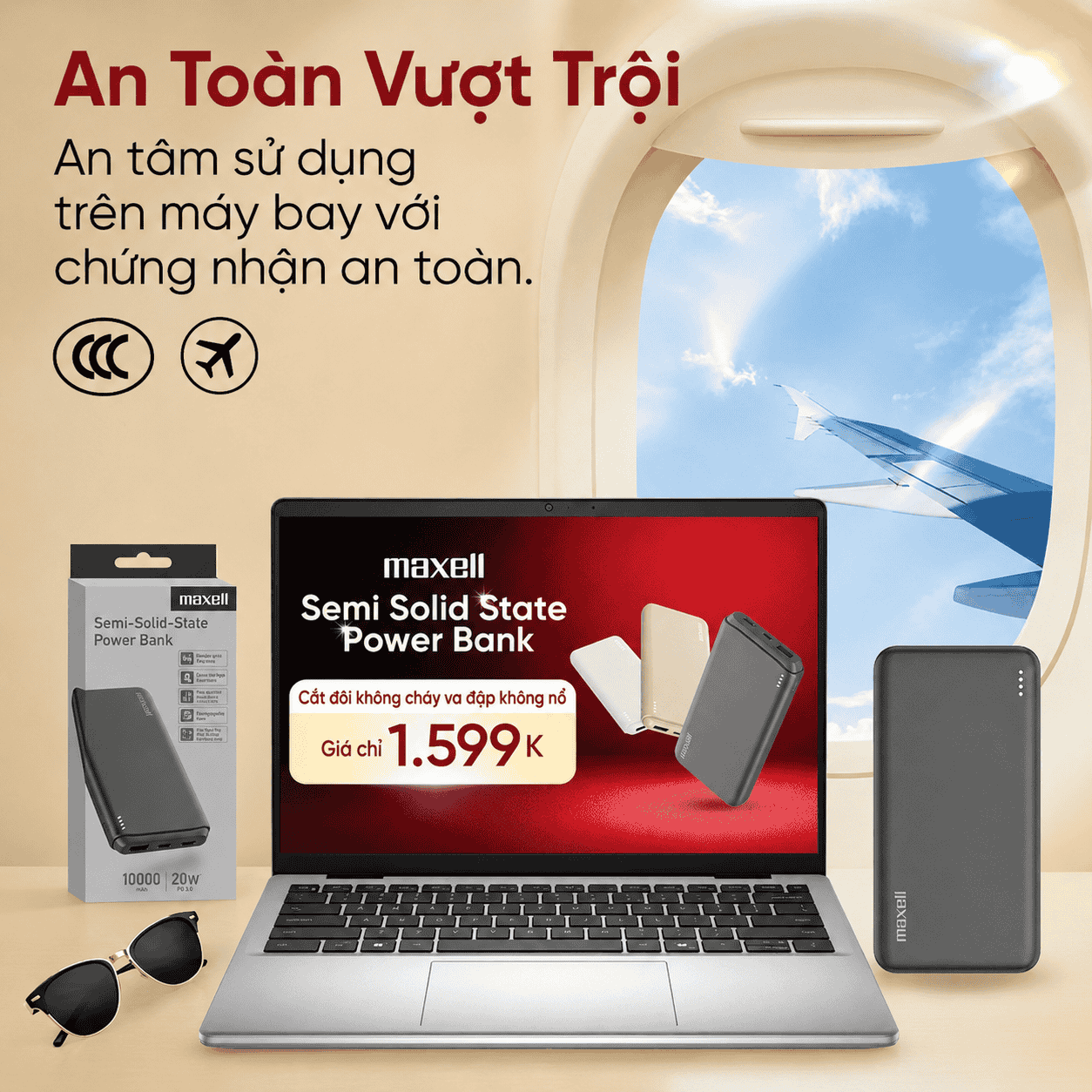Bao bì pin sạc dự phòng Maxell Semi Solid State Power Bank 10000mAh 20W