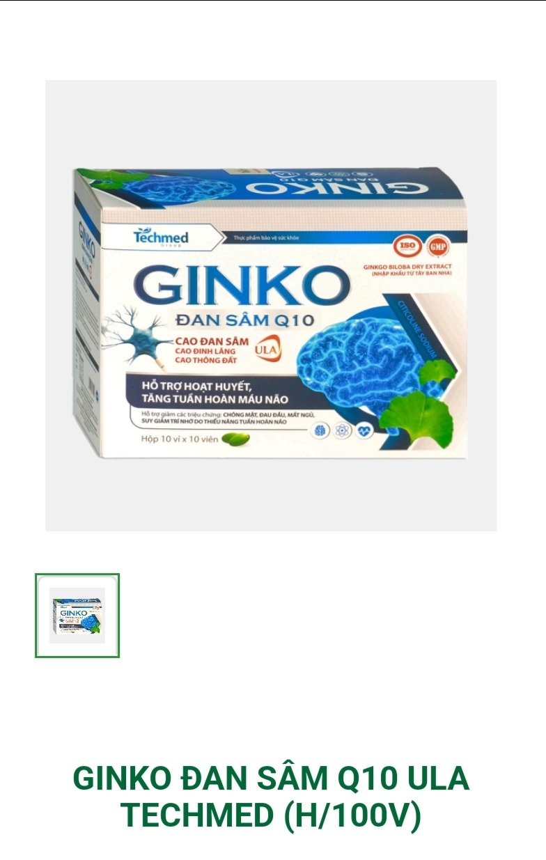 Ginko Đan Sâm Q10 Techmed-duoc-ban-tai-Nhà thuốc Tâm Đức