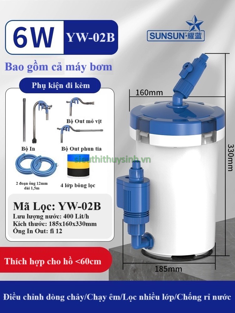 Lọc phụ SunSun - Có bơm YW02B