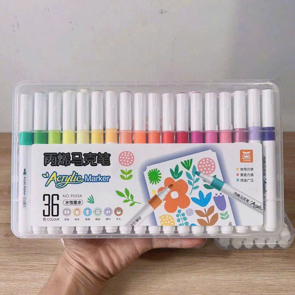 Bộ bút dạ cao cấp Acrylic 9053, loại 36 màu/bộ, chiều dài 13.5cm