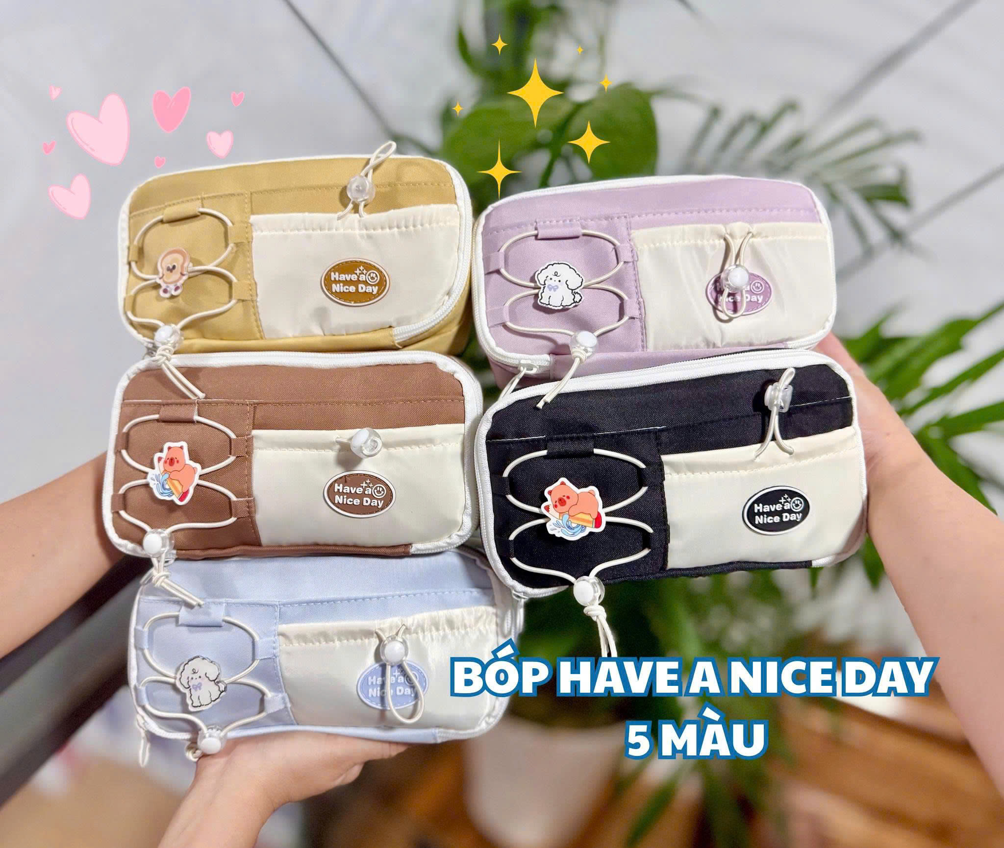 Túi đựng bút và đồ dùng học tập có chữ Have a NiceDay