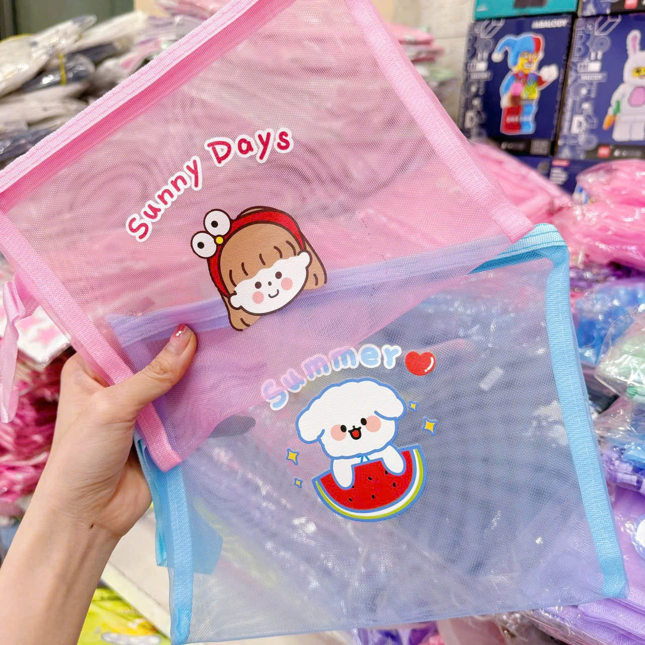 Túi vải lưới A5 in hình có quai