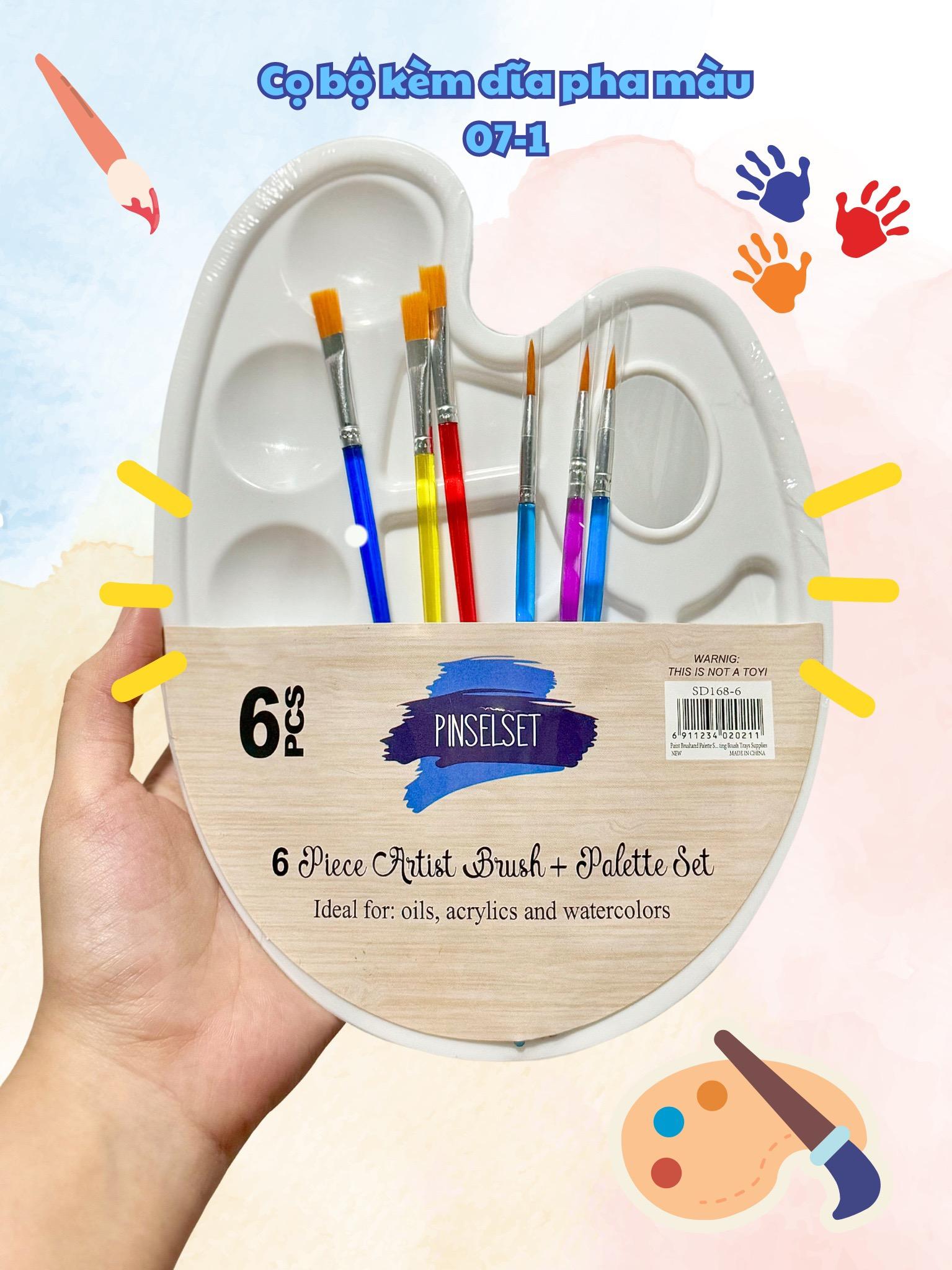 Bộ 6 cọ kèm khay pha màu hình oval
