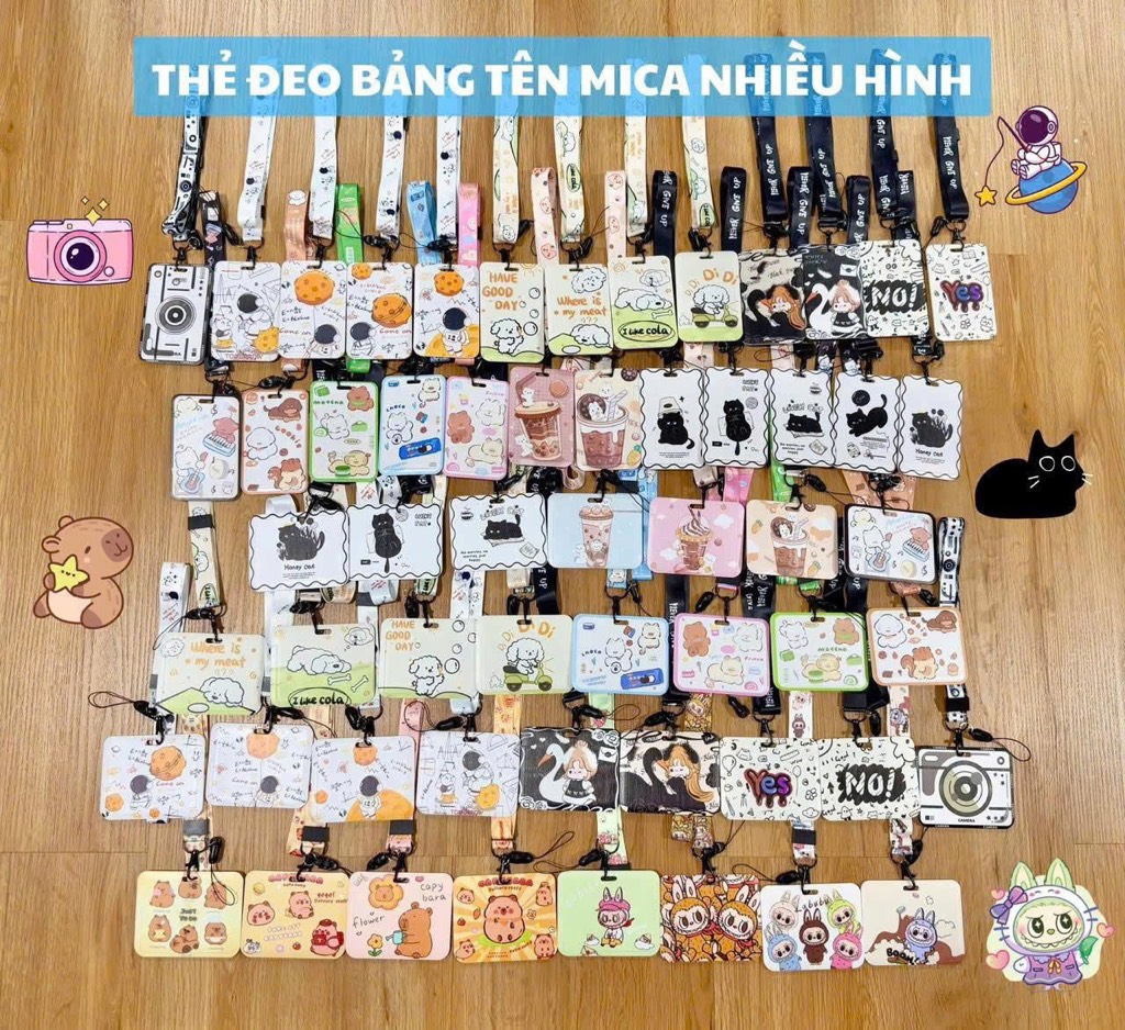 Bảng tên ngang , dọc nhựa cứng có dây đeo in hình