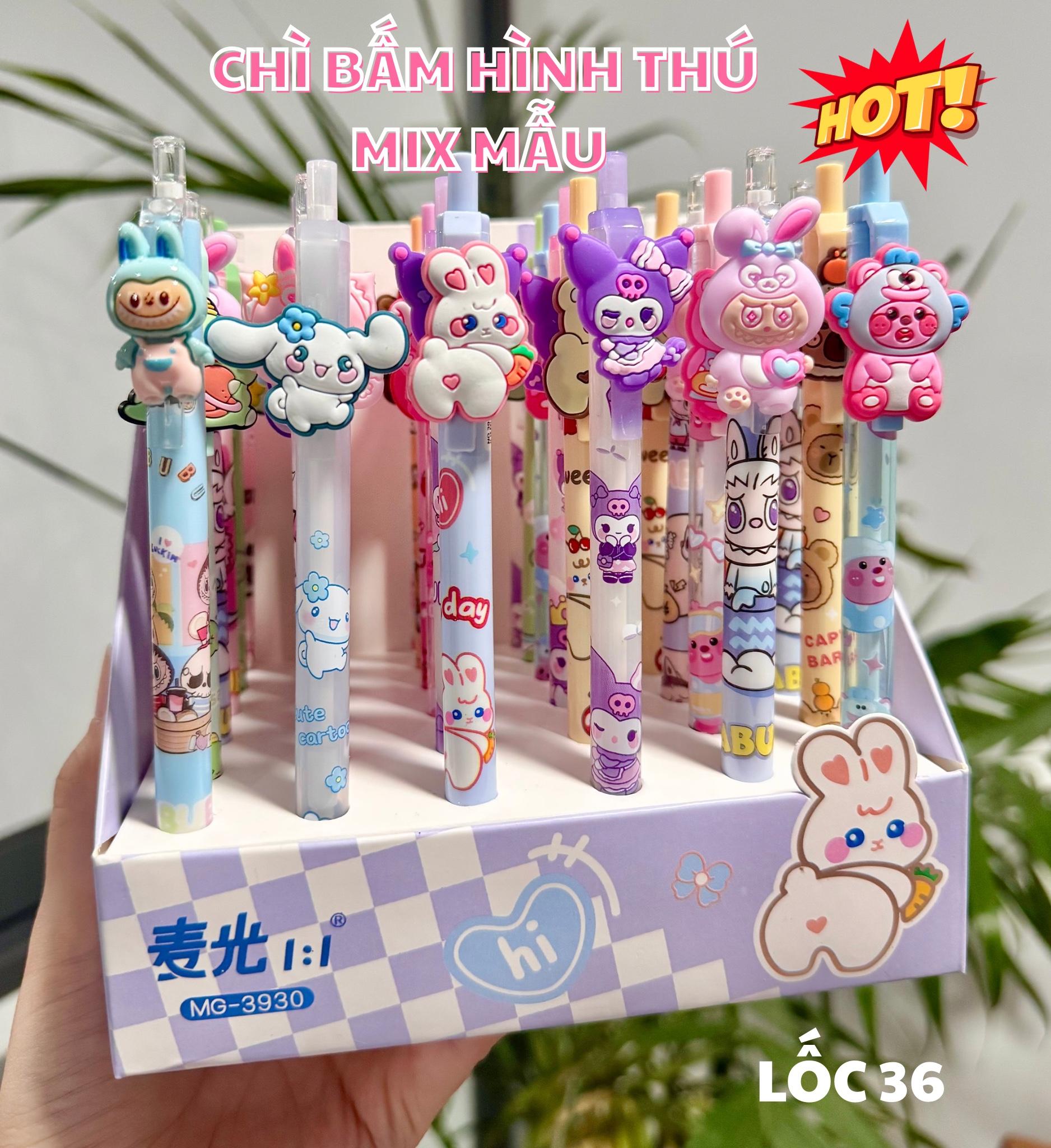 Bút chì bấm hình thú , lốc 36 cây