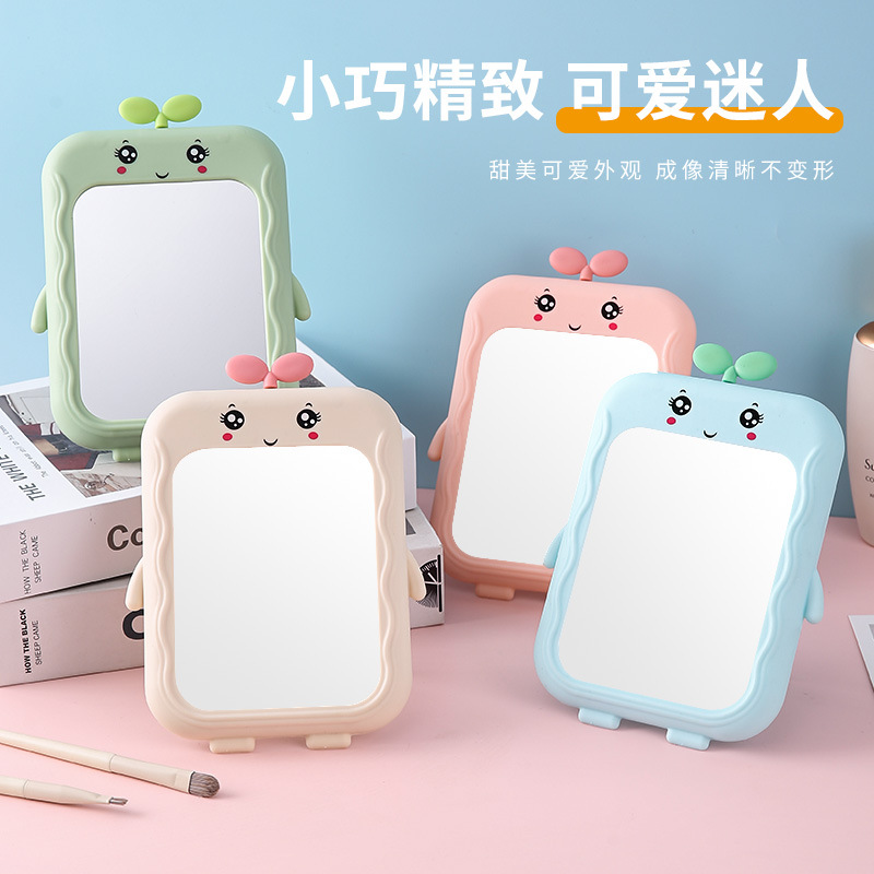 Gương soi thủy tinh để bàn, Mã mầm cây, chất liệu gương tráng bạc, KT: (13.5x18) cm