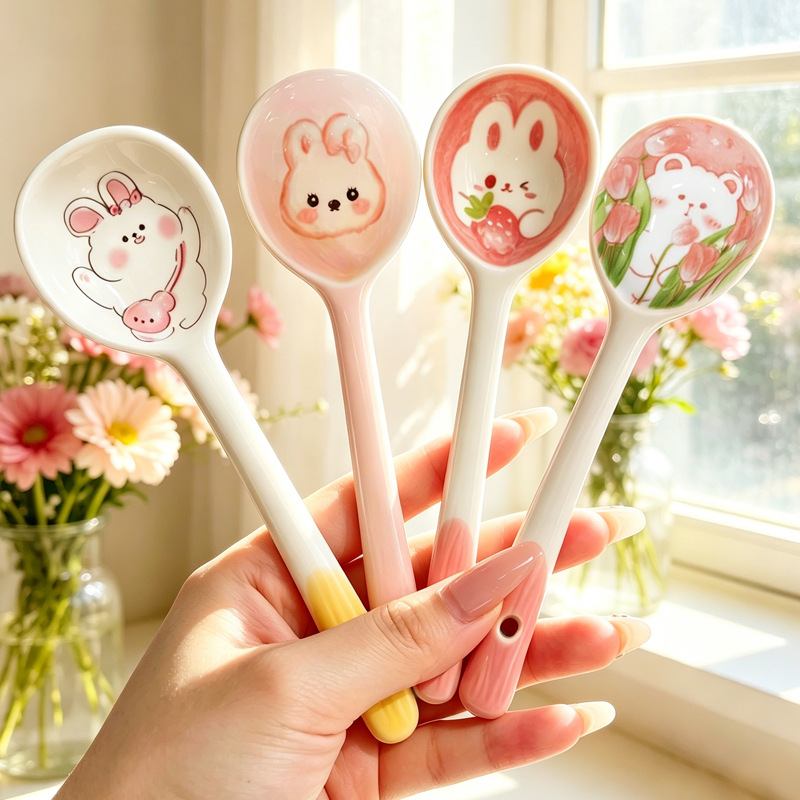 Thìa ăn bằng sứ, loại có tráng men