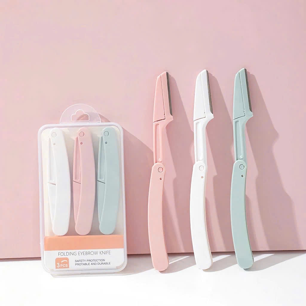 Set 3 dao tỉa chân mày hộp nhựa