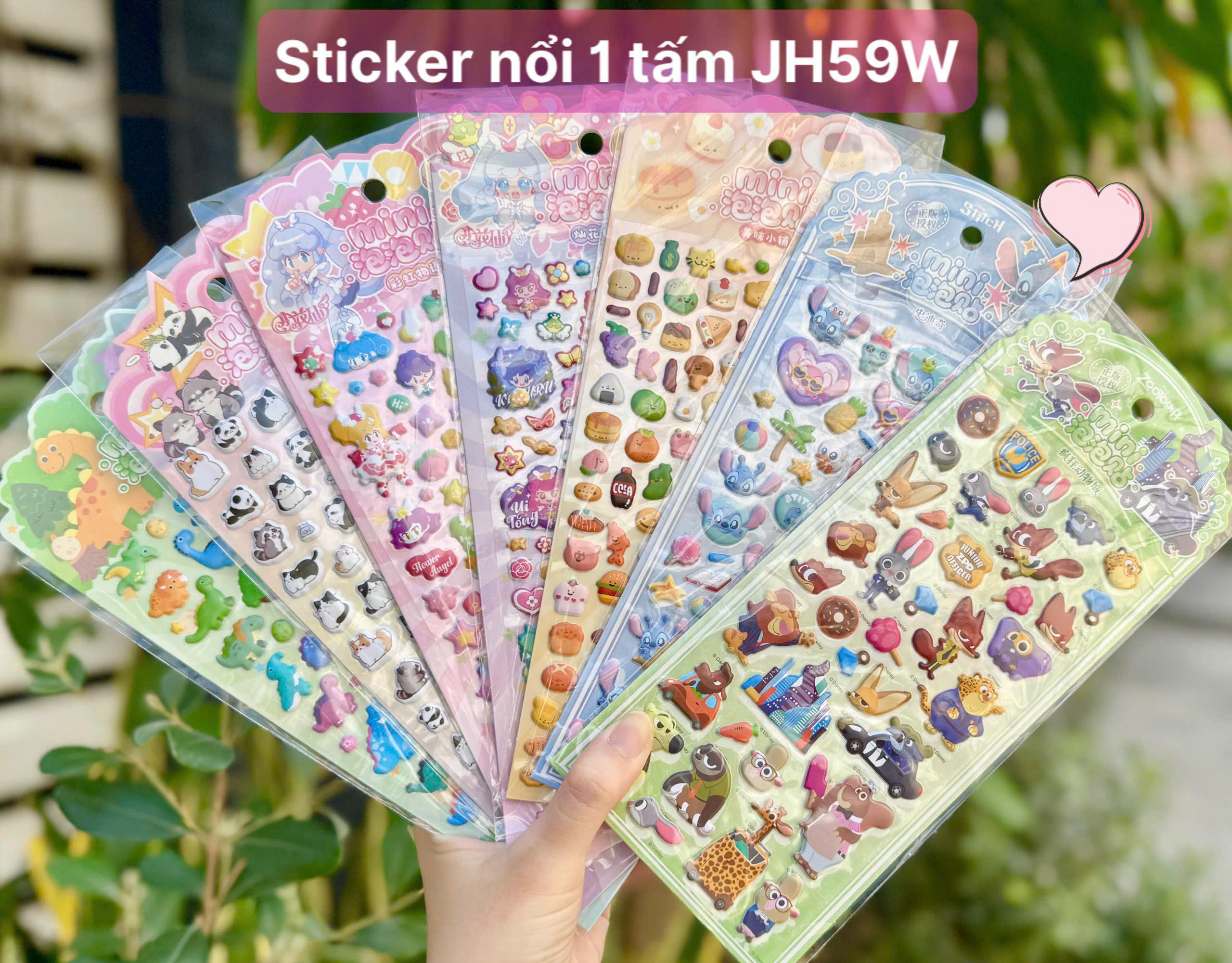 Sticker nổi 1 tấm JH59W - 9.5 *19.5cm