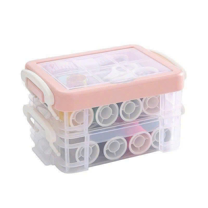 Hộp kim chỉ khâu vá mã 2 tầng
