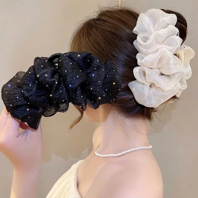 Kẹp tóc bằng nhựa tổng hợp kết hợp với vật liệu dệt, KT: dài 13 cm