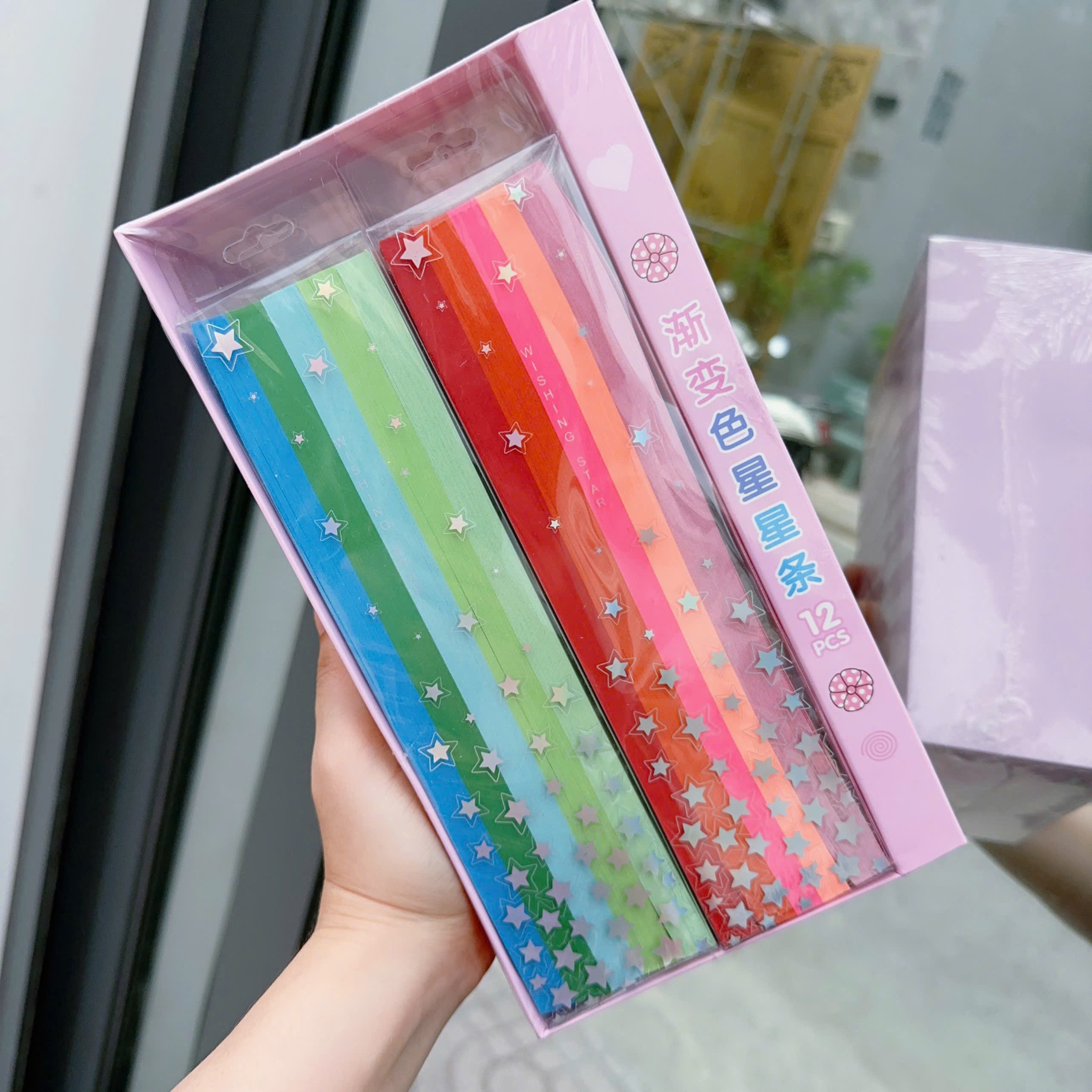 Giấy xếp sao màu dạ quang 5025, lốc 12