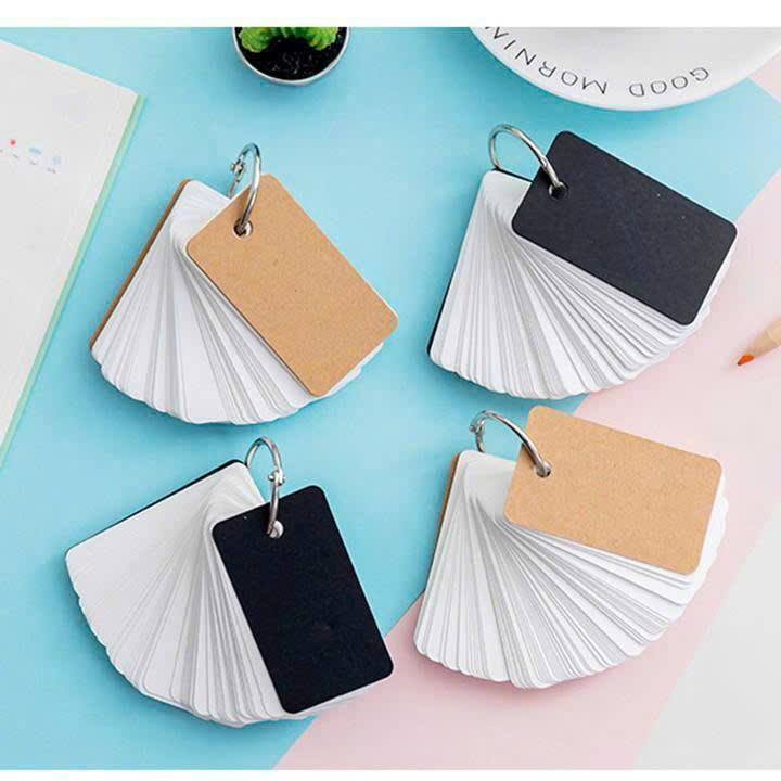 Thẻ giấy Flashcard nhỏ 100 tờ bìa nâu, đen