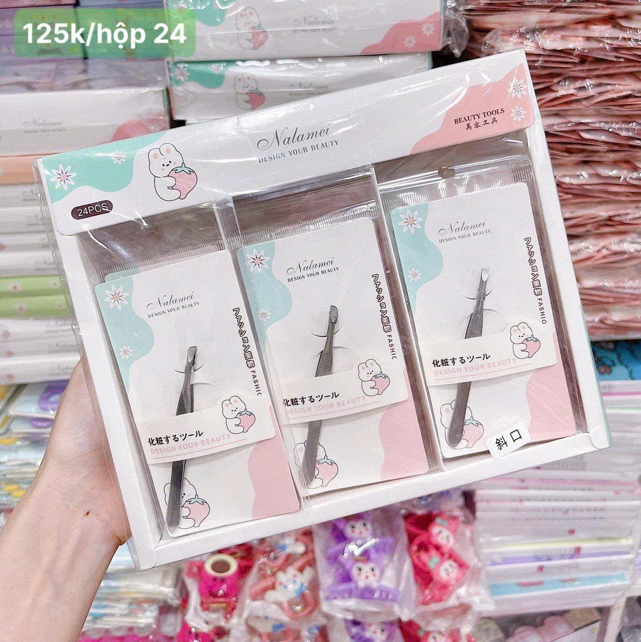 Nhíp cầm tay bằng thép không gỉ, màu trắng, đóng gói 24 chiếc/túi