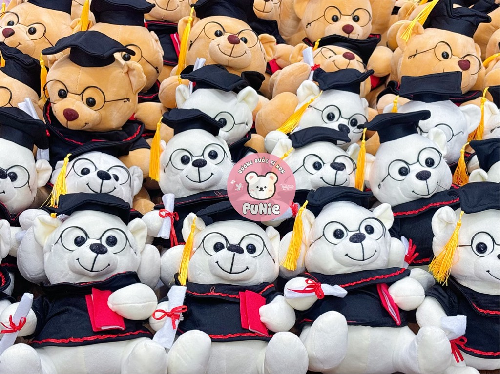 GẤU TN TRƠN ĐEO KÍNH TRẮNG KEM 25CM