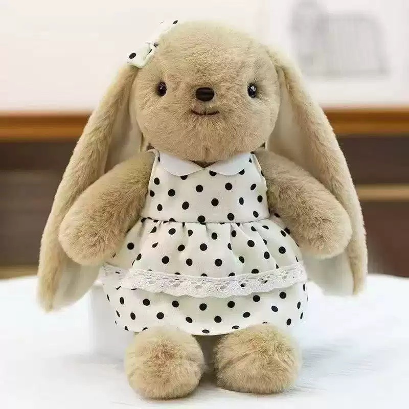 THỎ THƠM LÔNG MỊN 40CM MANG VÁY CHẤM BI