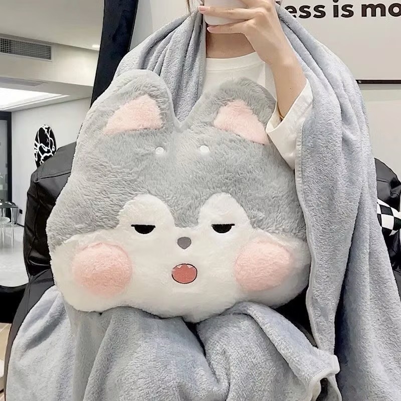 BỘ GỐI MỀN CÁO XÁM MÁ HỒNG XÙ