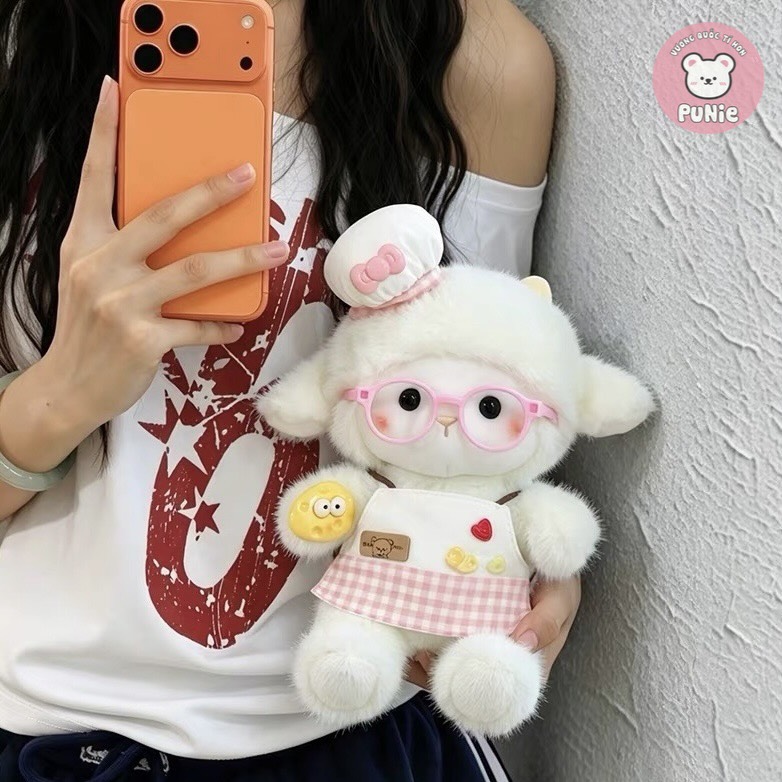 CỪU TRẮNG ĐẦU BẾP MẶC YẾM ĐEO KÍNH