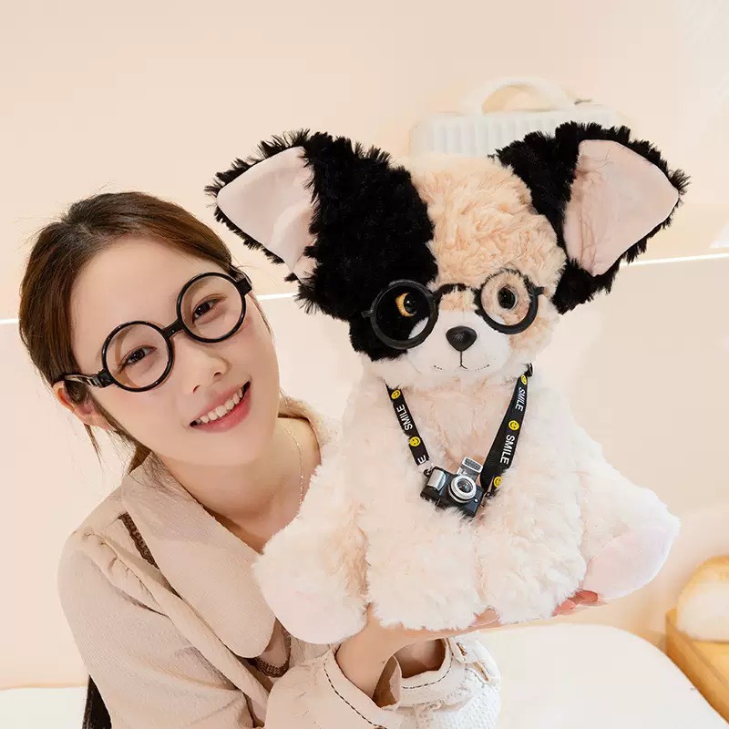 CÚN QC ĐEO MÁY ẢNH 40CM