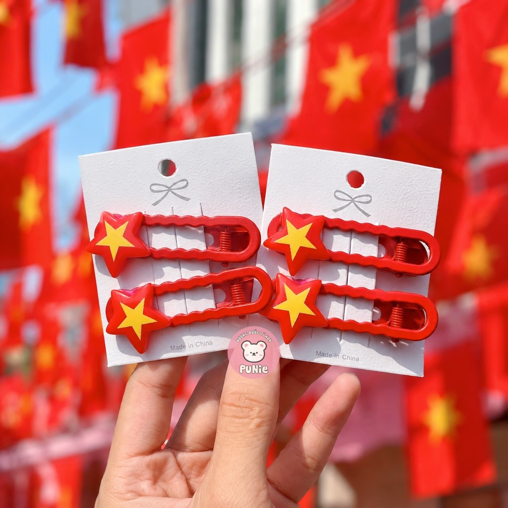 SET 2 KẸP SAO ĐỎ YÊU NƯỚC