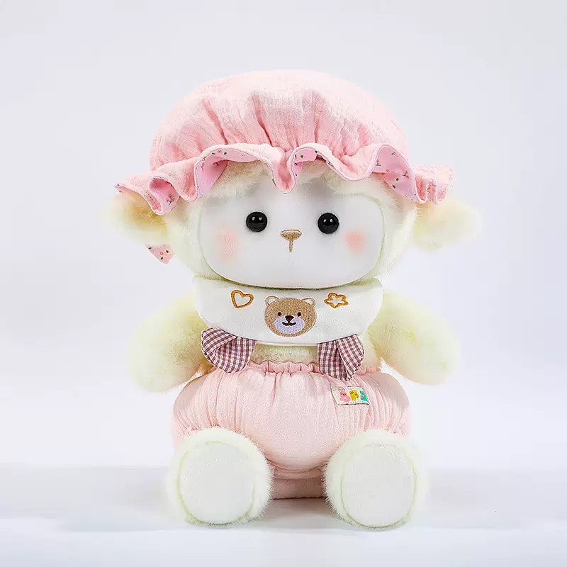 GẤU BÔNG CỪU NÓN HỒNG MANG BỈM 35CM