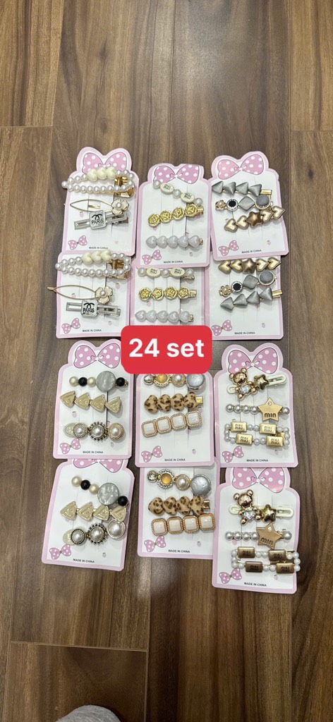 SET 3 KẸP TONE VÀNG ĐÍNH CHARM CAO CẤP