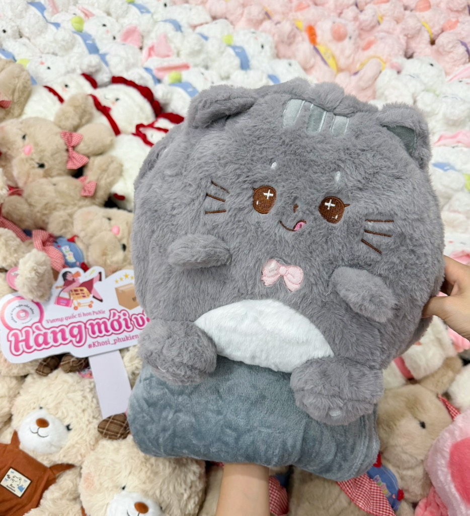 BỘ GỐI MỀN GẤU Ú XÁM