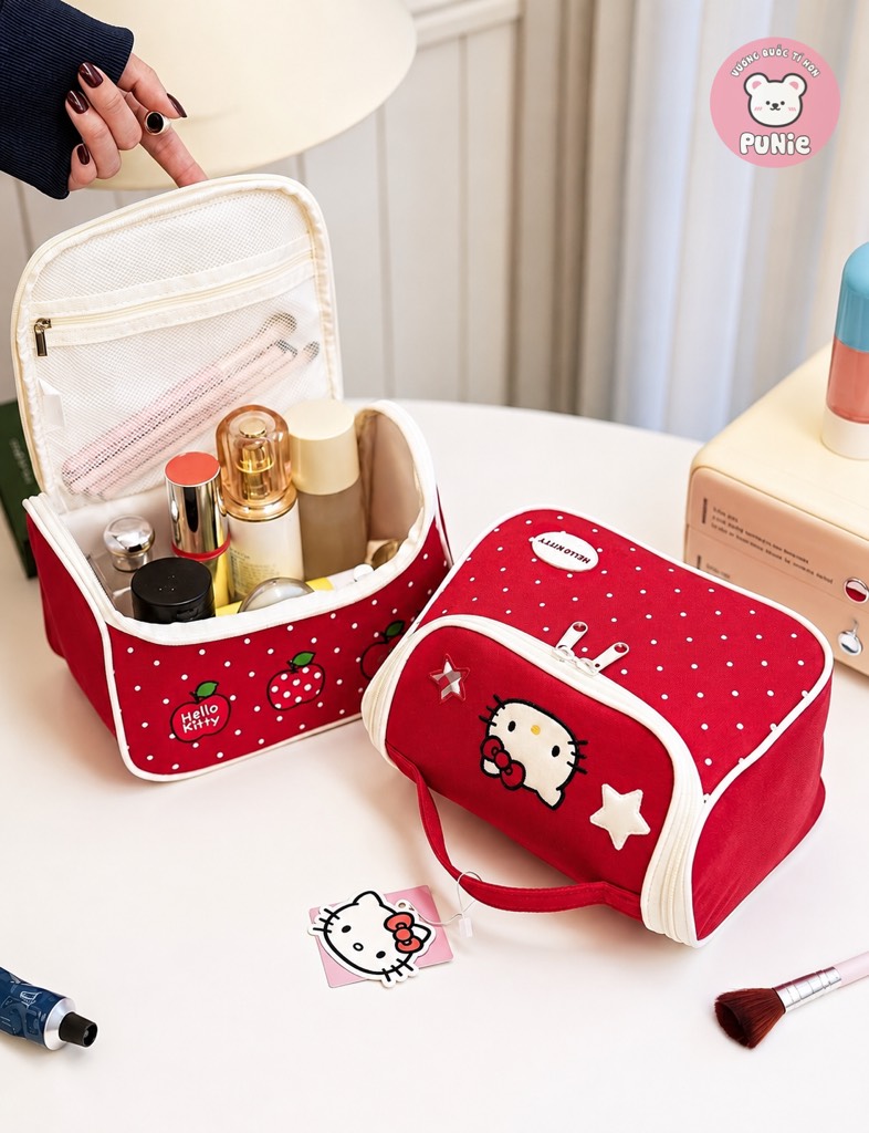 TÚI ĐỰNG MỸ PHẨM KITTY FULL TAG
