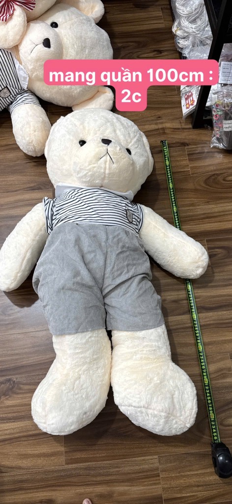 GẤU BÔNG TEDDY ÁO TRẮNG QUẦN ĐEN 110CM