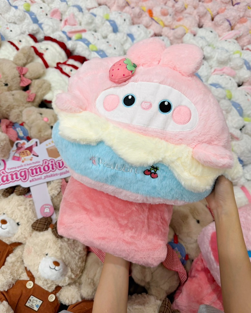 BỘ GỐI MỀN BÁNH KEM THỎ HỒNG