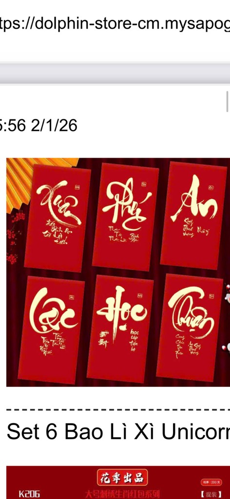 SET 6 BAO LIXI ĐỎ CHỮ VÀNG