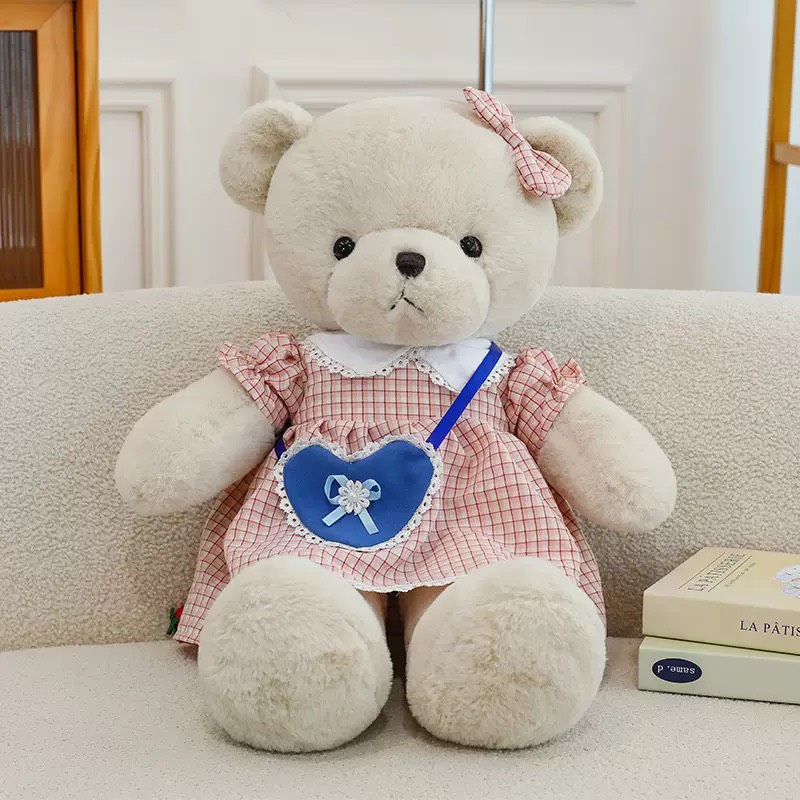 TEDDY VÁY HỒNG ĐEO TÚI 110CM QC