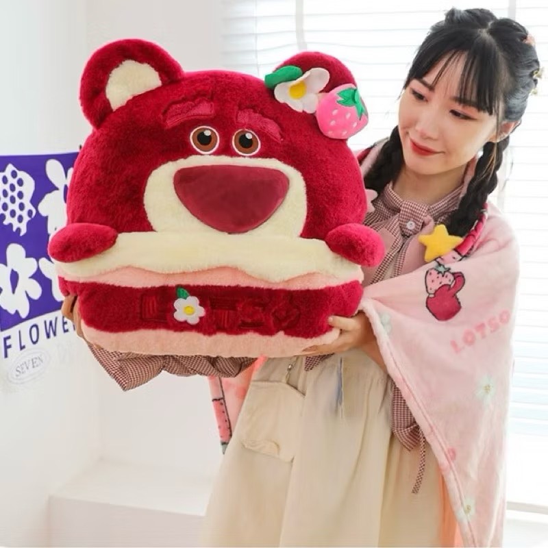 BỘ GỐI MỀN BÁNH KEM GẤU DÂU HỒNG